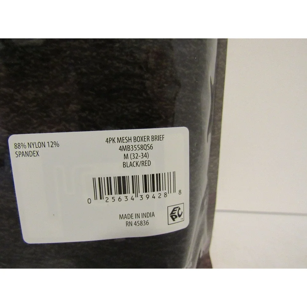 Quiksilver Mens 4 Pack Performance Mesh Boxer Briefs Black Red Medium 32-34